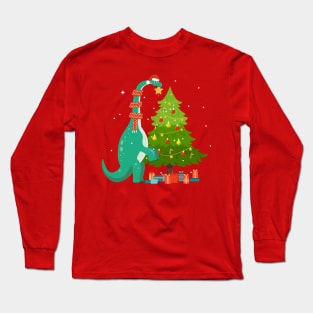 Funny Dinosaur Christmas Tree Long Sleeve T-Shirt